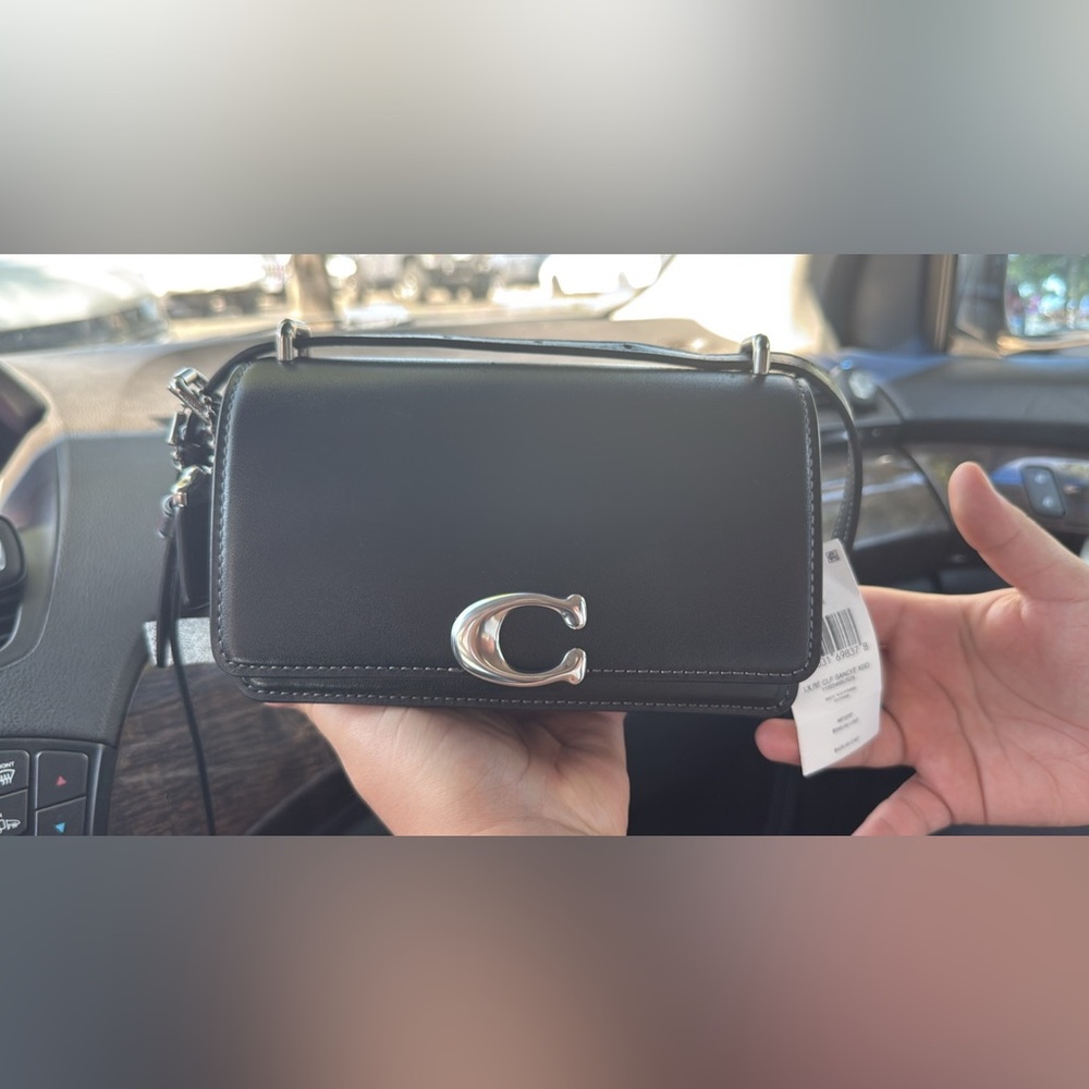 Coach Black Leather Crossbody with Silver Accent